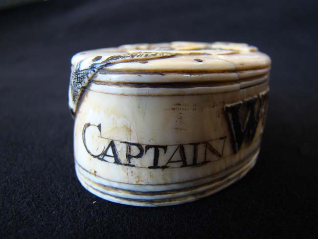 A rare and unique Antique Ship Captain's Ivory Snuff Box circa 1840 — image 3